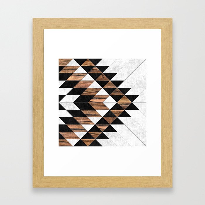Urban Tribal Pattern No.9 - Aztec - Concrete and Wood Framed Art Print