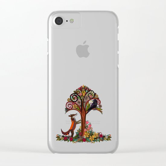 fox and crow Clear iPhone Case