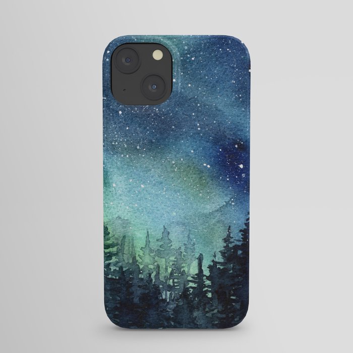 Galaxy Watercolor Aurora Borealis Painting iPhone Case