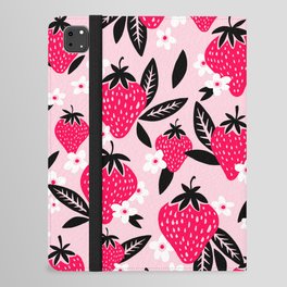 Strawberry Blooms – Magenta & Black iPad Folio Case