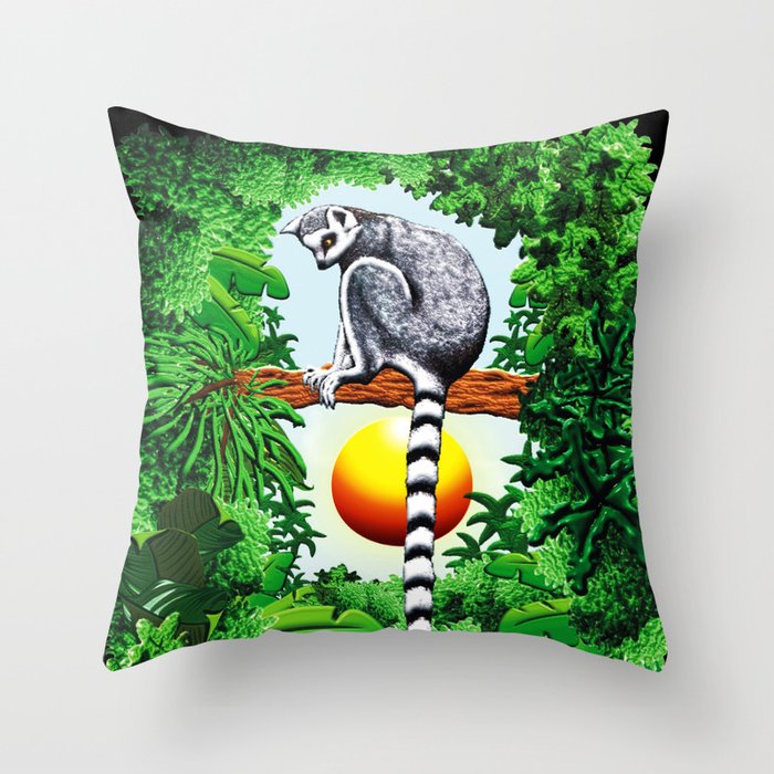 Ring-Tailed Lemur of Madagascar  Throw Pillow