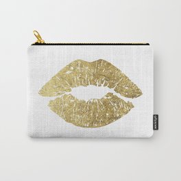 Gold Lips, Vanity Decor Carry-All Pouch | Vanitydecor, Graphicdesign, Modernwallart, Gold, Digital, Mixed Media, Glamprints, Goldhomedecor, Lips, Glamdecor 