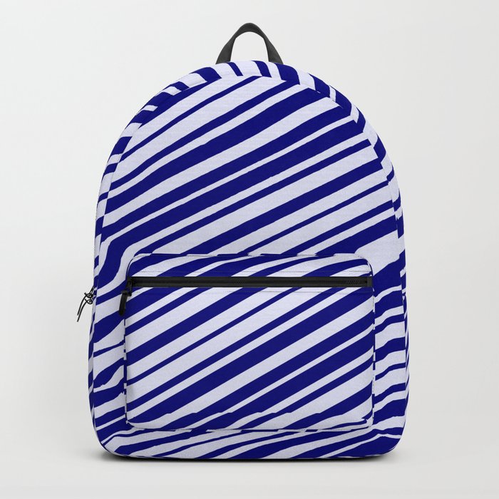 Blue and Lavender Colored Lines/Stripes Pattern Backpack