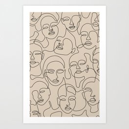 Crowded Girls In Beige Art Print