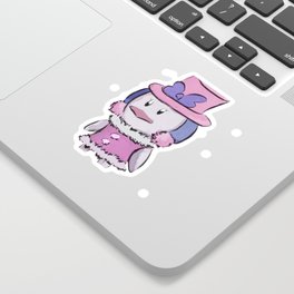 Sarah the Snow Bird Cute Character (flurry pink) Sticker