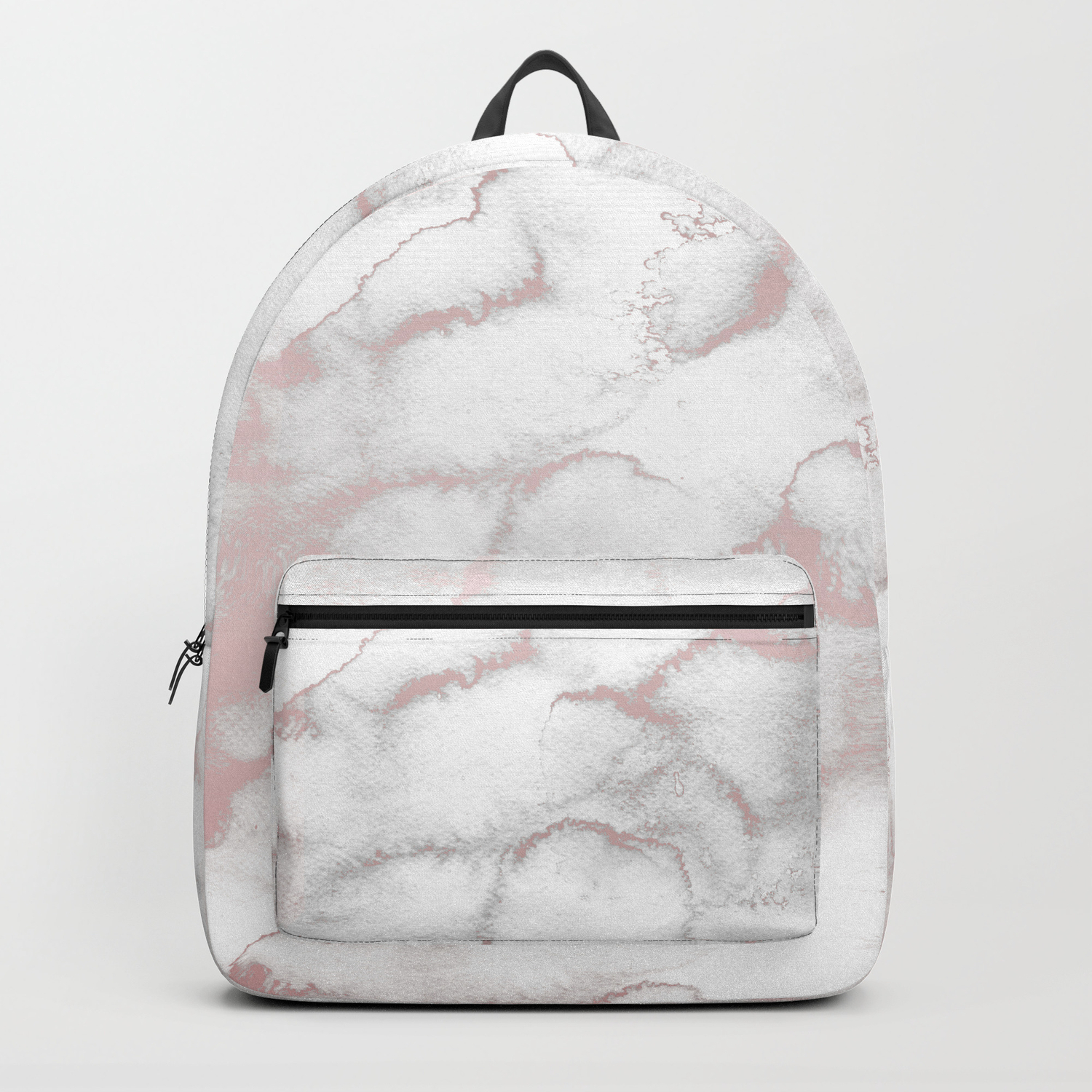 grey and rose gold backpack