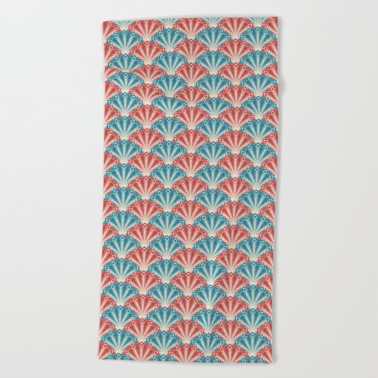 Colorful Abstract Peacock Feather Pattern Beach Towel