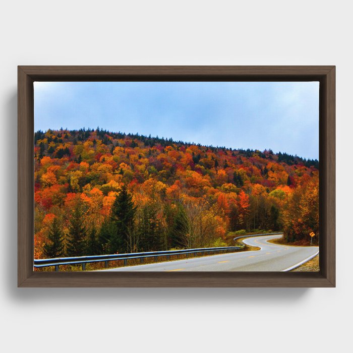 Autumn Scenic Highway Framed Canvas