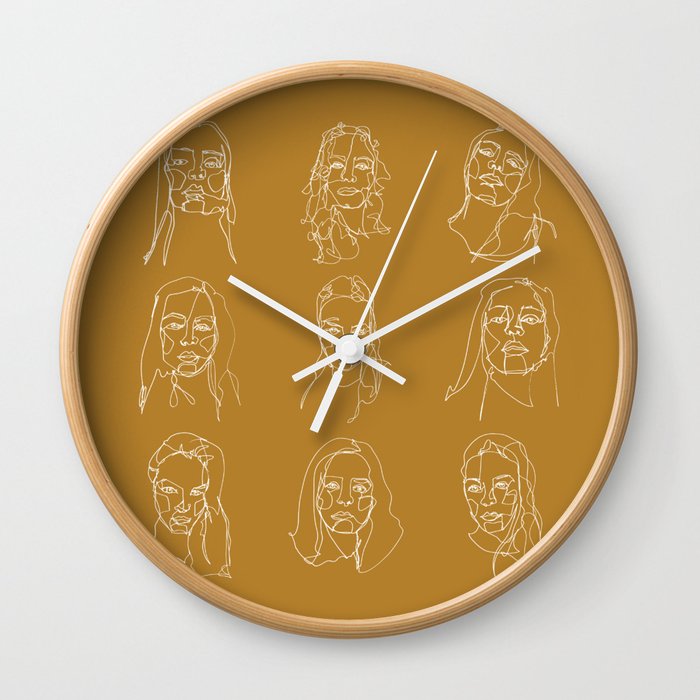 LINE ART FEMALE PORTRAITS V-III-III Wall Clock