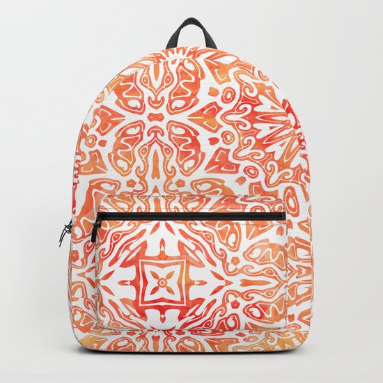 Oriental Watercolor ornament pattern yellow orange Backpack