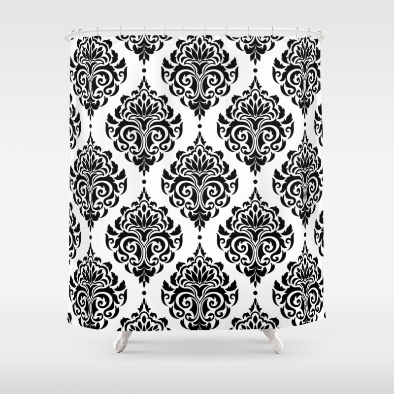 Black And White Damask Shower Curtain By Seafoam12 Society6