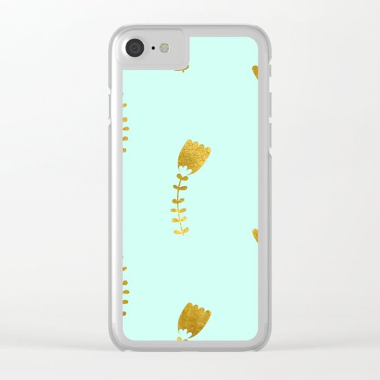 Mint Gold Foil 03 Clear iPhone Case