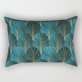 Art Deco Waterfalls // Ombre Teal Rectangular Pillow