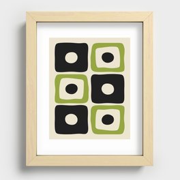Mid Century Modern Scandinavian Pattern 592 Black and Chartreuse Recessed Framed Print