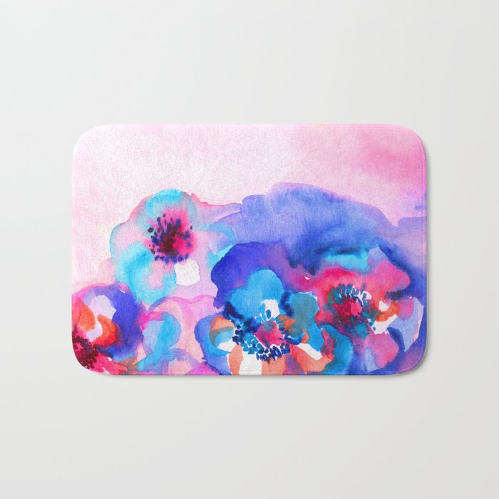 Watercolor floral arrangement. Bath Mat