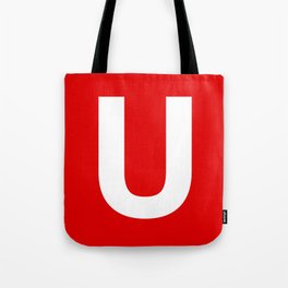 Letter U (White & Red) Tote Bag
