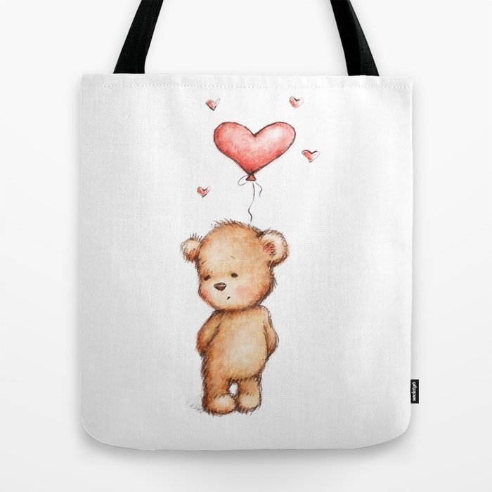 Cute Panda Bear with Red Hearts Tote Bag by Vimlesh Tailor - Fine Art  America