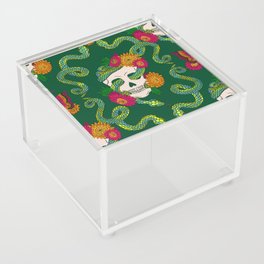 Floral Skull Snake - Deep Emerald Acrylic Box