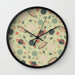 Space pattern on Fernwood green Wall Clock