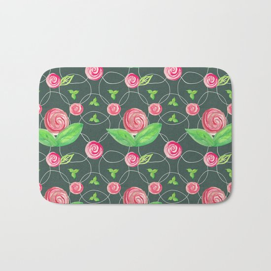 Watercolor Roses Bath Mat