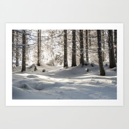 Snowy Forest Landscape Art Print
