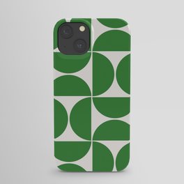 Mid century modern geometric Green forest iPhone Case