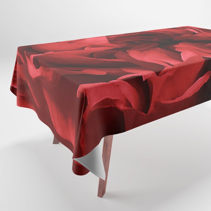 Romantic Dark Red Crimson Rose Pattern Tablecloth