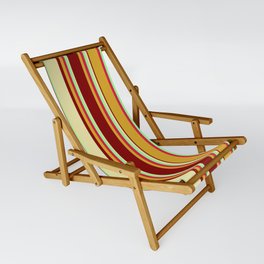 [ Thumbnail: Colorful Goldenrod, Maroon, Pale Goldenrod, Green, and Crimson Colored Lined Pattern Sling Chair ]