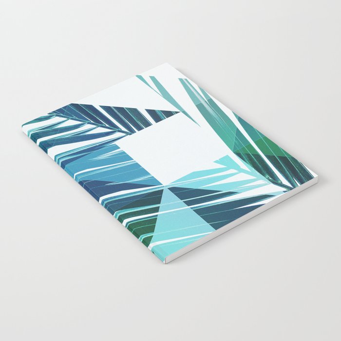 Geometric Palm Leave - blue & green Notebook