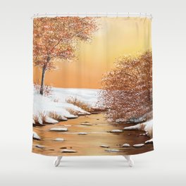 Winter at the creek Shower Curtain