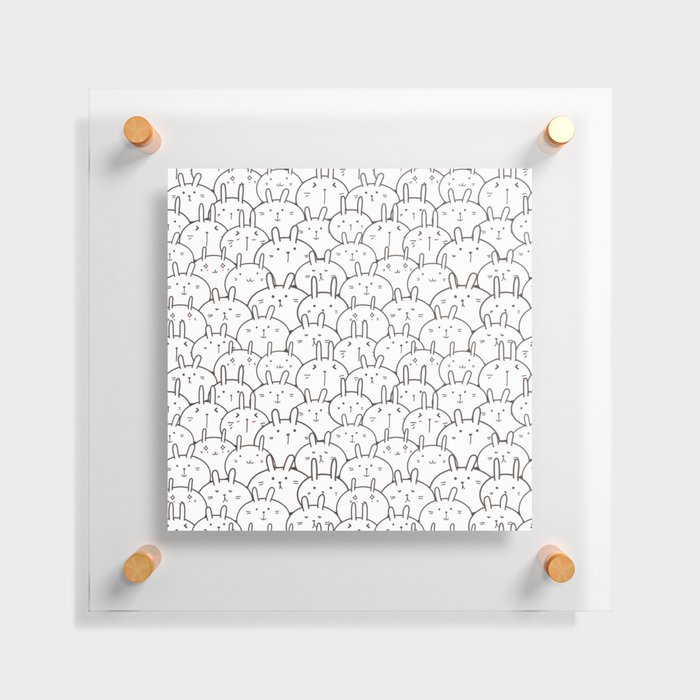 Bunny Rabbits - Black & White Floating Acrylic Print