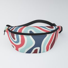 Abstract Retro Topographic Print - Red and Blue Fanny Pack