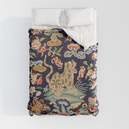 Oriental Tiger vintage embroidery tapestry Duvet Cover