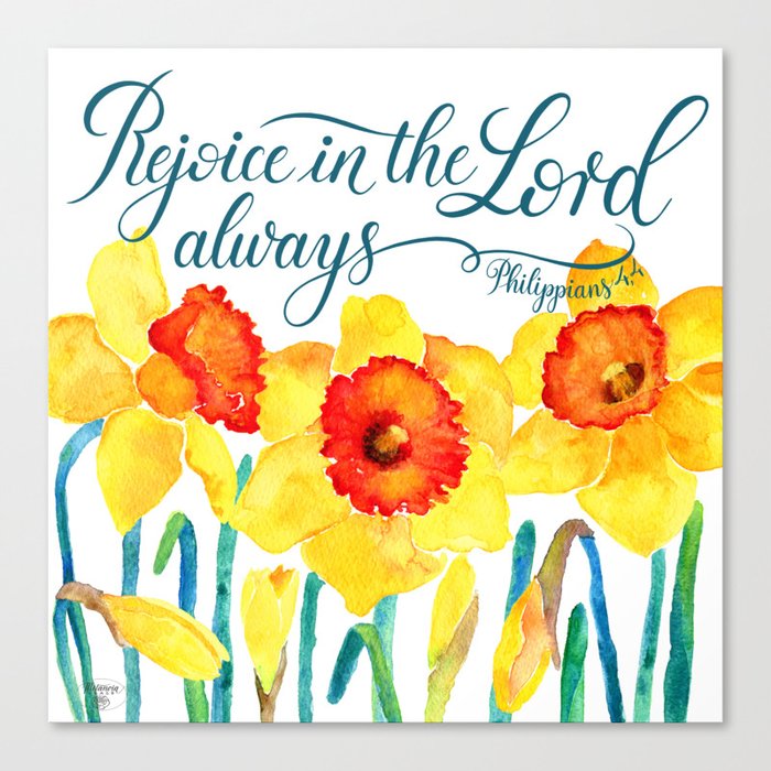 Rejoice In The Lord Always- bible verse from Philippians 4,4 Canvas Print