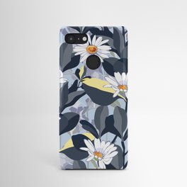 Navy Daisies With Leaves Android Case