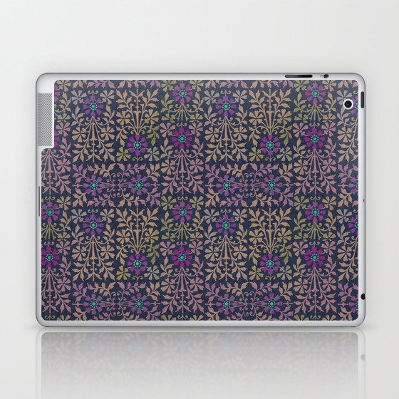 Purple Mauve Vintage Floral Pattern Laptop & iPad Skin
