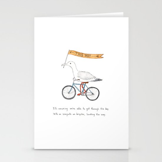 seagulls on bicycles Stationery Cards