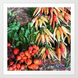 Vegging out Art Print | Carrots, Foodie, Vegetable, Beets, Food, Fresh, Farm, Whimsical, Farmersmarket, Photo 