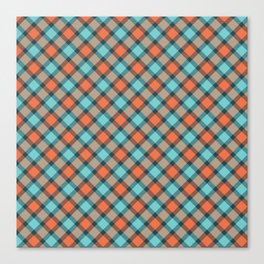 Blue and Rust Orange Diagonal Check Plaid Pattern,Gingham ,Checkered,Checked,Tartan,Buffalo Plaid,Buffalo Check, Canvas Print