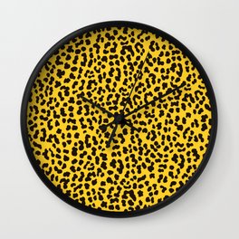 Yellow Cheetah Animal Print Wall Clock | Camo, Spots, Graphicdesign, 90S, Camouflage, Animal, Golden, Yellow, 80S, Funky 