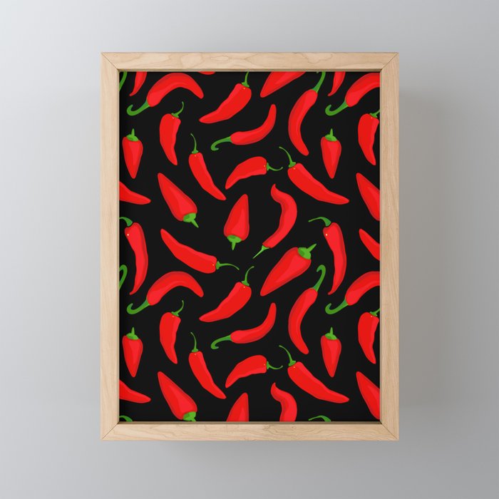 Red Chilli Peppers Pattern Framed Mini Art Print