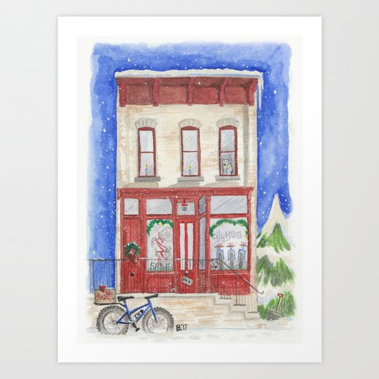 A City Hub Christmas Custom Painting Art Print By