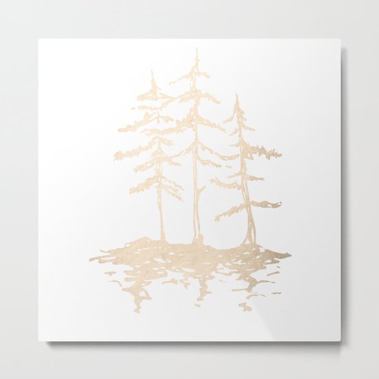 Three Sisters Forest White Gold Trees Metal Print
