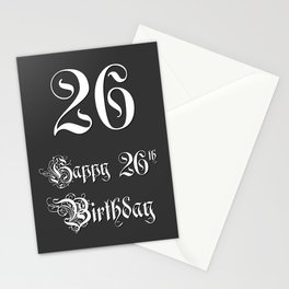 [ Thumbnail: Happy 26th Birthday - Fancy, Ornate, Intricate Look Stationery Cards ]