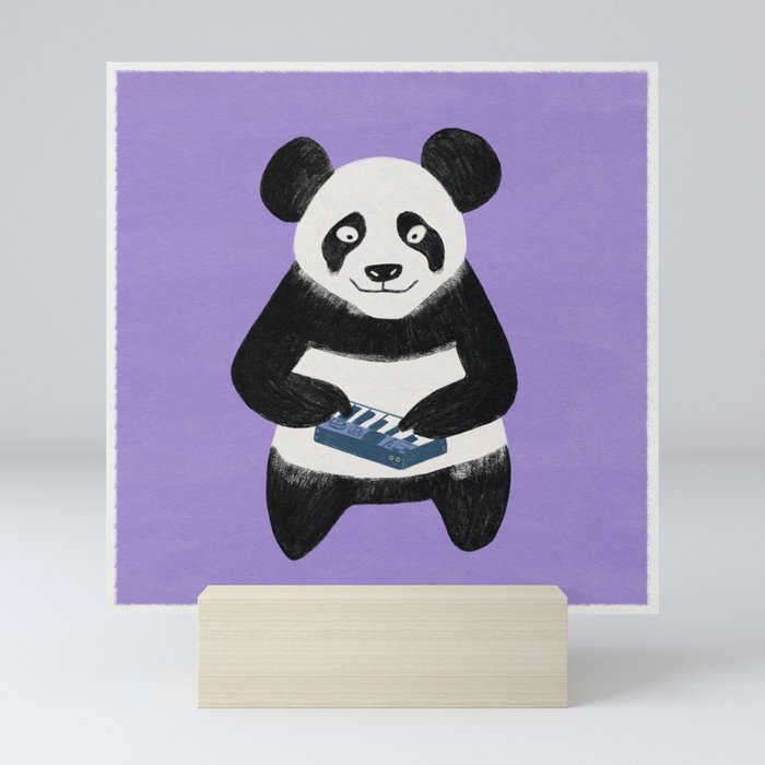 Plink Plonk Musical Panda - Purple Mini Art Print
