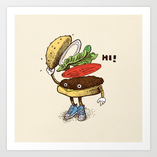 Burger Greeting Art Print