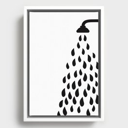 Black and white shower head drops of water Framed Canvas