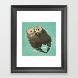 Significant Otters - Otters Holding Hands Framed Art Print