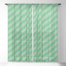 [ Thumbnail: Dark Sea Green & Sea Green Colored Stripes Pattern Sheer Curtain ]