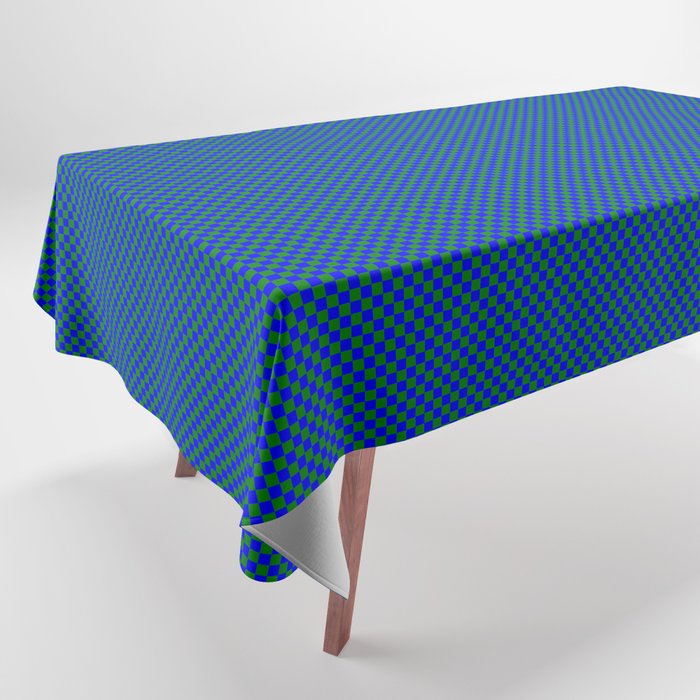 Blue and dark green squares Tablecloth